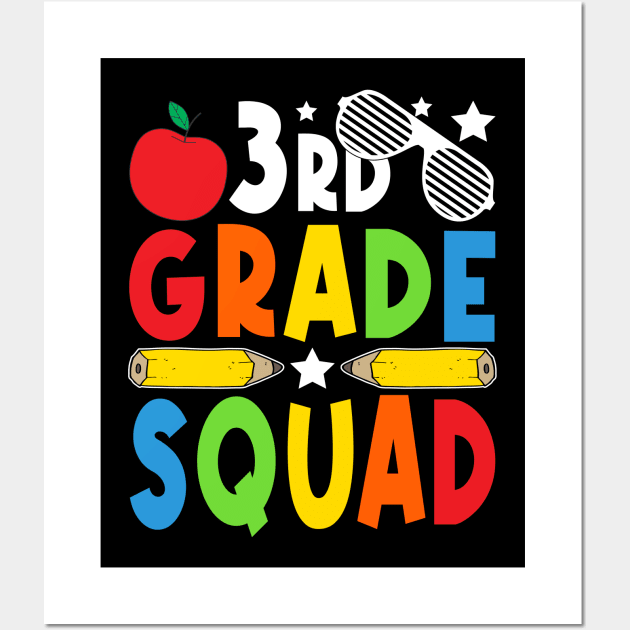 3rd  Grade Squad Teachers Boys Girls Funny Back To School Wall Art by drag is art